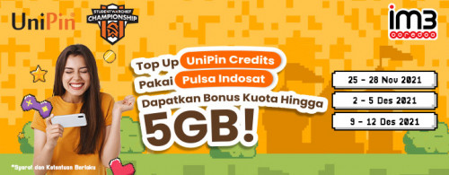 USW Championship Bersama Indosat - Top Up UniPin Credits Dapat Bonus Kuota Indosat IM3 Hingga 5GB!
